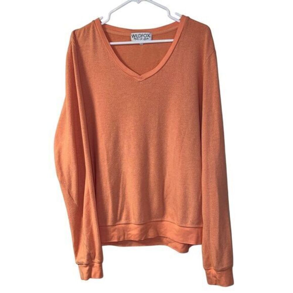 Wildfox V-Neck Baggy Pullover Sweater Orange Size XL Women's